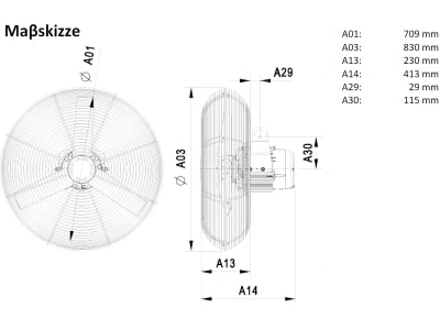 Multifan Stallventilator "K 71" 710 mm, 14.650 m³/h, 230 V