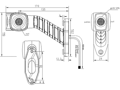 LED-Positionsleuchte "Leonie" rechts, 12 – 24 V P2G-Verbinder