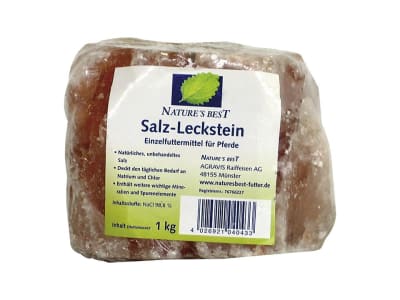 NATURE´S BEST Salz-Leckstein naturbelassen mit Lochbohrung und Kordel 1 kg Leckstein