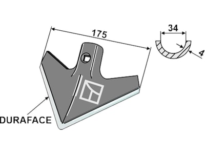 Industriehof® Hackschar Güttler, Arbeitsbreite 175 mm, Arbeitswinkel 40 °, Duraface-Beschichtung, 1.KH3.D Industriehof® Hackschar Güttler, Arbeitsbreite 175 mm, Arbeitswinkel 40 °, Duraface-Beschichtung, 1.KH3.D