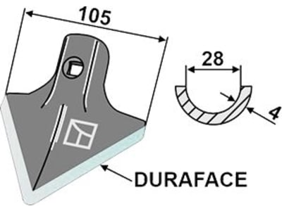 Industriehof® Hackschar universal, Arbeitsbreite 105 mm, Arbeitswinkel 35 °, Duraface-Beschichtung, 1.KH1.D