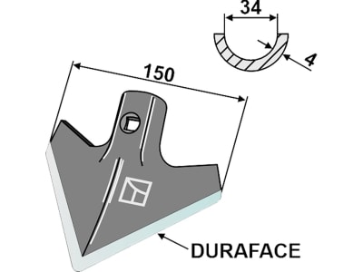 Industriehof® Hackschar, Arbeitsbreite 150 mm, Arbeitswinkel 40 °, Duraface-Beschichtung, für Carre', Hatzenbichler, 1.KH2.D