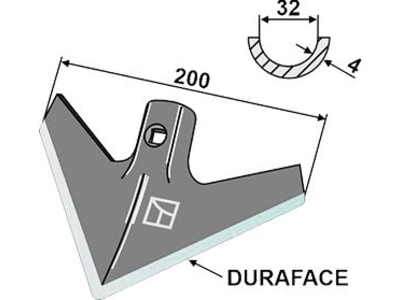 Industriehof® Hackschar universal, Arbeitsbreite 200 mm, Arbeitswinkel 40 °, Stärke 4 mm, Duraface-Beschichtung, 1.KH4.D Industriehof® Hackschar universal, Arbeitsbreite 200 mm, Arbeitswinkel 40 °, Stärke 4 mm, Duraface-Beschichtung, 1.KH4.D