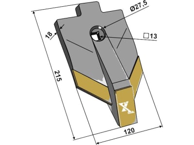 Industriehof® Scharspitze "eXtreme® Carbide Line" 215 x 120 x 18 mm, hartmetallbeschichtet, für Grubber Amazone, Howard, Kongskilde, Lemken, 101.39117