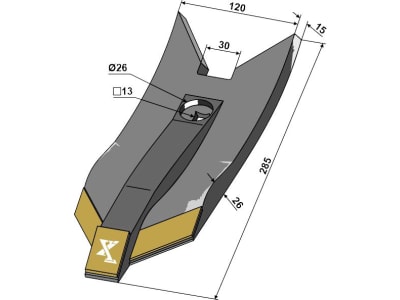 Industriehof® Scharspitze "eXtreme® CARBIDE LINE", 285 x 120 x 26 mm, Hartmetall, für Grubber Lemken Karat, 101.EXT-1029