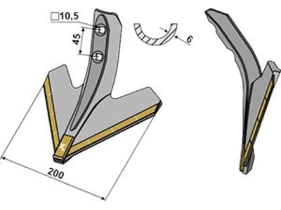 Industriehof® Gänsefußschar "eXtreme® CARBIDE LINE", Hartmetall, 200 mm, für Grubber Einböck, Köckerling, 101.EXT-1034