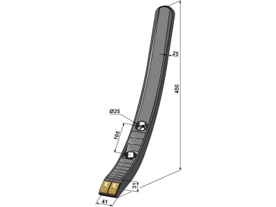 Industriehof® Schmalschar "eXtreme® CARBIDE LINE", Hartmetall, 450 x 41 mm für Grubber Pöttinger Synkro, 101.EXT-1052