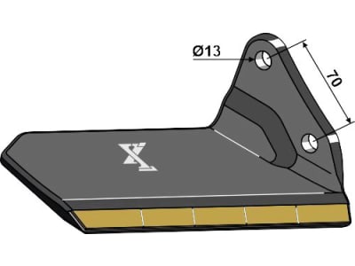 Industriehof® Scharflügel "eXtreme® CARBIDE LINE", links/rechts, Hartmetall, 400 mm, Abstand Bohrungen 70 mm für Grubber Kongskilde