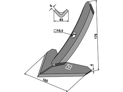 Industriehof® Gänsefußschar 165 x 4 mm für Treffler , 1.10.1280