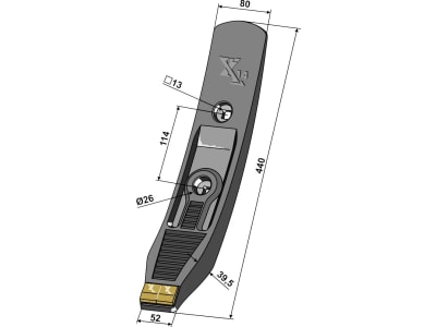 Industriehof® Scharspitze "eXtreme® CARBIDE LINE", 440 x 80 x 39,5 mm, Hartmetall, für Grubber Gaspardo, Maschio, Köckerling, 101.EXT-1076