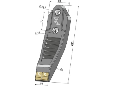 Industriehof® Scharspitze "eXtreme® Carbide Line" 285 x 80 x 35 mm, hartmetallbeschichtet, für Grubber Amazone C-Mix, 101.EXT-1108