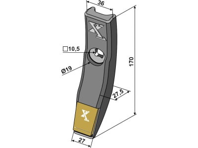 Industriehof® Scharspitze "eXtreme® Carbide Line" 170 x 27 x 27,5 mm, hartmetallbeschichtet, für Grubber Väderstad, 101.EXT-1091