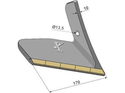 Industriehof® Scharflügel "eXtreme® CARBIDE LINE", links/rechts, Hartmetall, 170 mm, für Grubber Köckerling Topmix