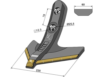 Industriehof® Gänsefußschar "eXtreme® CARBIDE LINE", Hartmetall, 220 mm, für Grubber Köckerling, 101.EXT-1146