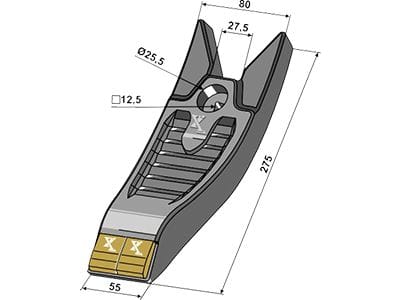 Industriehof® Scharspitze "eXtreme® Carbide Line" 275 x 80 mm, hartmetallbeschichtet, für Grubber Kongskilde Delta Felx, 101.EXT-1147 Industriehof® Scharspitze "eXtreme® Carbide Line" 275 x 80 mm, hartmetallbeschichtet, für Grubber Kongskilde Delta Felx, 101.EXT-1147