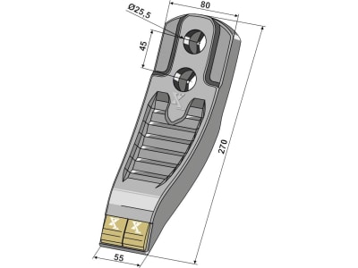 Industriehof® Scharspitze "eXtreme® CARBIDE LINE", 270 x 80 mm, Hartmetall, für Grubber Pöttinger, 101.EXT-1171