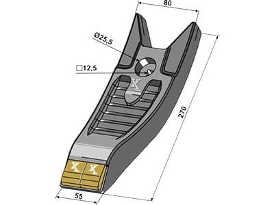 Industriehof® Scharspitze "eXtreme® CARBIDE LINE", 270 x 80 mm, Hartmetall, für Grubber Köckerling, 101.EXT-1177