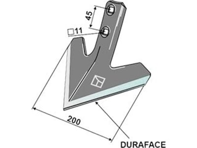 Industriehof® Gänsefußschar Duraface-Beschichtung, 200 x 6 mm, für Grubber Güttler, Einböck, Köckerling, Pöttinger, 101.IND-1959.D Industriehof® Gänsefußschar Duraface-Beschichtung, 200 x 6 mm, für Grubber Güttler, Einböck, Köckerling, Pöttinger, 101.IND-1959.D