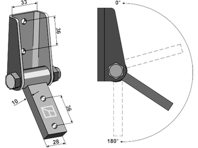 Industriehof® Winkelhalter 0 bis 180 °, 28; 33 x 10 mm, für Winkelmesser Grubberschare, 15-1006