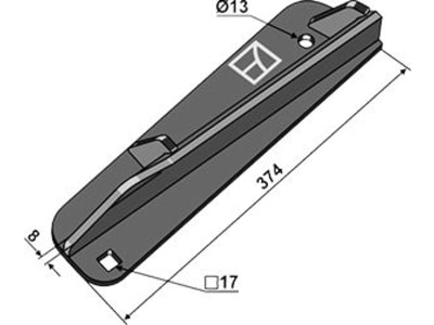 Industriehof® Streuflügel links, 374 mm x 8 mm für Streuwerk Stalldungstreuer Strautmann, 69-10-003L