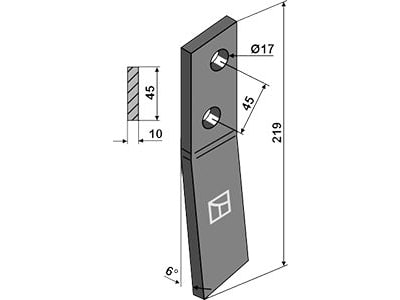 Industriehof® Schraubenzinken, 219 x 45 x 10 mm, für Streuwalze Bergmann Stalldungstreuer, 69-10-006R