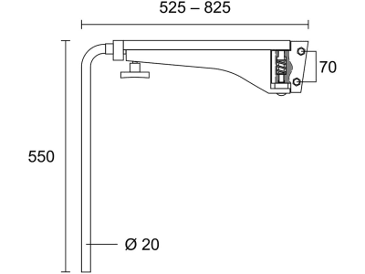 Teleskop-Spiegelarm "TSK 650" links/rechts 525 – 825 mm, für Traktor John Deere 5000, 6000