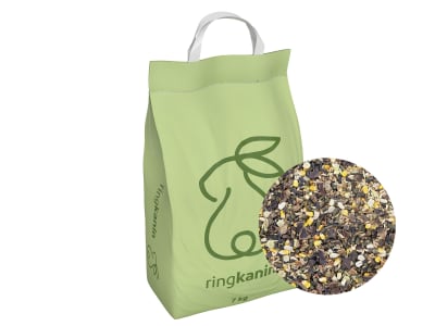 ringkanin Naturkorn Mischung mit Getreide, Erbsenflocken und Karotten als Kaninchenfutter, Nagerfutter für Kaninchen, Zwergkaninchen und Kleinnager Müsli 7 kg Papiersack