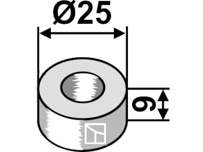 Industriehof® Buchse 9 x 6,45 mm, Ø innen 16,5 mm, Ø außen 25 mm, für Fischer, 63-FIS-94