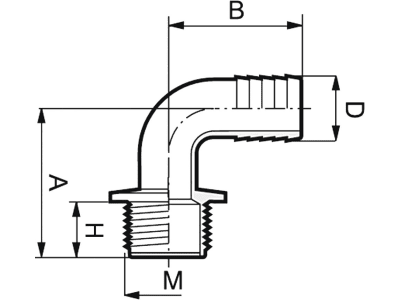 Agrotop Schlauchanschluss G 1/2" AG (BSP) Ø Tülle 13 mm 90 ° gebogen, 10616