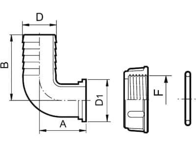 Agrotop Schlauchanschluss gebogen, mit Flachsitz 90 °