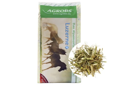 AGROBS Luzerne+ mit Grünhafer und Luzerne, reich an essenziellen Aminosäuren und Rohfaser Pferdefutter 15 kg Ballen AGROBS Luzerne+ mit Grünhafer und Luzerne, reich an essenziellen Aminosäuren und Rohfaser Pferdefutter 15 kg Ballen