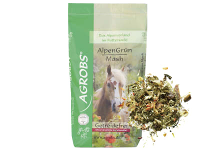 AGROBS Alpengrün Mash getreidefreies, melassefreies Mash mit Flohsamen 15 kg Sack