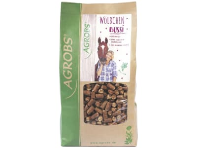 AGROBS Wölbchen Bussi faserreiche Leckerlis als Belohnungsfutter für Pferde und Ponys 1,5 kg Beutel