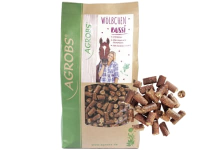 AGROBS Wölbchen Bussi faserreiche Leckerlis als Belohnungsfutter für Pferde und Ponys 1,5 kg Beutel