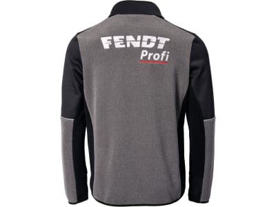 Fendt Fleecejacke "Profi" für Herren hellgrau; schwarz, gesticktes Fendt Profi-Logo auf Brust und Rücken