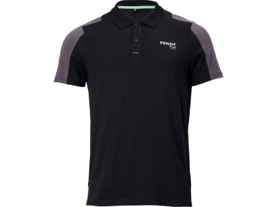 Fendt Poloshirt für Herren schwarz; grau, reflektierendes Fendt-Logo und Profi-Schriftzug auf Brust und Rücken