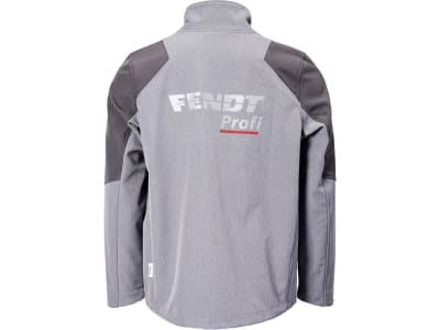 Fendt Softshelljacke "Profi" für Herren hellgrau; dunkelgrau, reflektierendes Fendt Profi-Logo auf Brust und Rücken