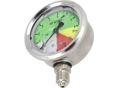 Agrotop Glyzerin-Manometer, Anschluss 1/4" AG unten, 0 bis 25 bar, flüssigdüngerfest, 10212 Agrotop Glyzerin-Manometer, Anschluss 1/4" AG unten, 0 bis 25 bar, flüssigdüngerfest, 10212