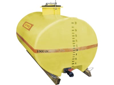 Cemo Fass 2.000 l Einfüllöffnung mittig, mit Holzkufen, Einbuchtung, GFK, oval, gelb, 1065