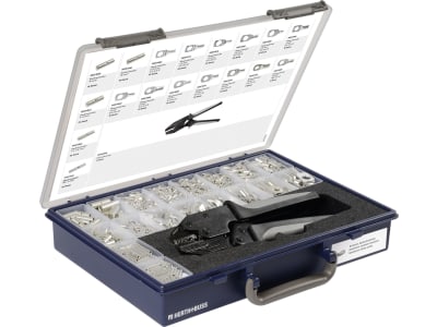 Herth + Buss Quetschverbinder-Sortiment 290 St., unisoliert, mit Stoßverbinder, Ringverbinder, Quetschzange, 54 254 120 Herth + Buss Quetschverbinder-Sortiment 290 St., unisoliert, mit Stoßverbinder, Ringverbinder, Quetschzange, 54 254 120