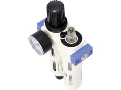 Airpress Wartungseinheit 1/4" AG, Ansaugleistung 1.300 l/min, vertikales Manometer, doppelte Skala (Bar/PSI), 45200011