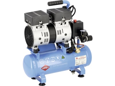 Airpress Kompressor "L 6-105 Silent" 6 l-Behälter, Abgabeleistung 48 l/min, Druck max. 8 bar, ölfrei, 36738 Airpress Kompressor "L 6-105 Silent" 6 l-Behälter, Abgabeleistung 48 l/min, Druck max. 8 bar, ölfrei, 36738