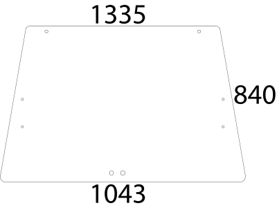 Frontscheibe, klar, Bohrungen 8, für Deutz-Fahr Intrac 2003, 2004, Kabine Sekura