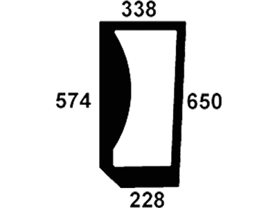 Frontscheibe, grün, unten links, geklebt, Siebdruck, für Case IH JXU, Fiat L, Ford New Holland TL, Kabine JX-U; L