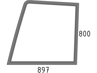 Türscheibe, grün, oben links, Siebdruck, für Fiat, Ford New Holland L 60, L 65, L 75, L 85, L 95 Türscheibe, grün, oben links, Siebdruck, für Fiat, Ford New Holland L 60, L 65, L 75, L 85, L 95