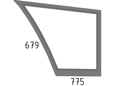 Türscheibe, grün, unten rechts, Siebdruck für Fiat, Ford New Holland L  60, L 65, L 75, L 85, L 95