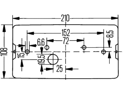 Hella® Schlussleuchte eckig, links/rechts, 210 x 108 x 66 mm, P21W; R10W, senkrecht, Schlusslicht; Bremslicht; Blinklicht; Nebelschlusslicht