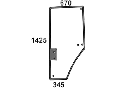 Türscheibe, grün, links, Siebdruck für John Deere 7600, 7610, 7700, 7710, 7800, 7810