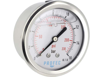 Glyzerin-Manometer 0 bis 16 bar, Anschluss 1/4" AG hinten, Ø außen 63 mm Glyzerin-Manometer 0 bis 16 bar, Anschluss 1/4" AG hinten, Ø außen 63 mm