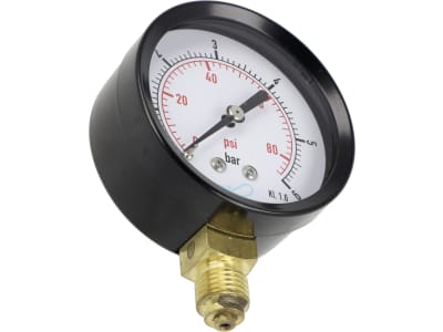 Manometer 0 bis 6 bar Trocken, Anschluss 1/4" AG unten, Ø außen 63 mm Manometer 0 bis 6 bar Trocken, Anschluss 1/4" AG unten, Ø außen 63 mm